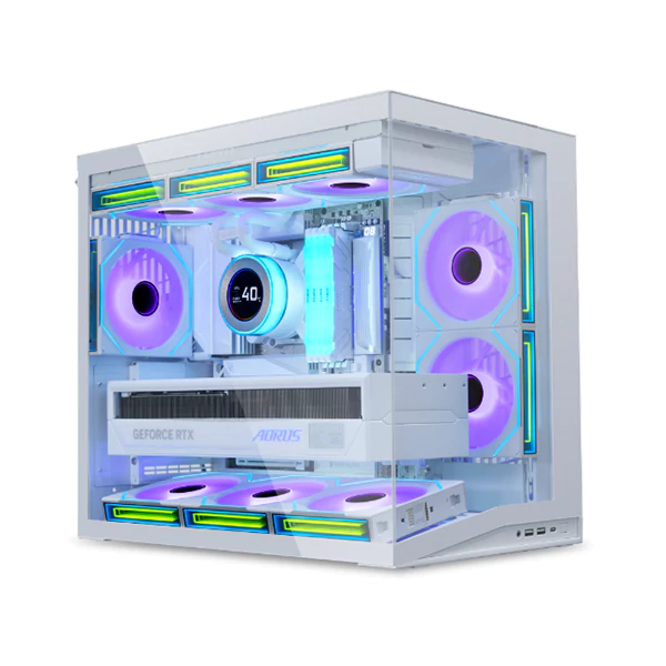 کیس لیان لی O11 DYNAMIC MINI V2 سفید مدیریت کابل و پشت مادربرد